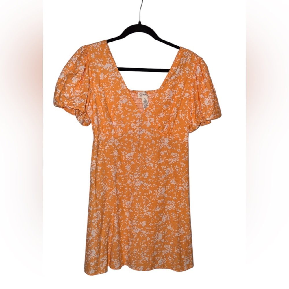 Jessica Simpson Vibrant Orange Dress with White Floral Design